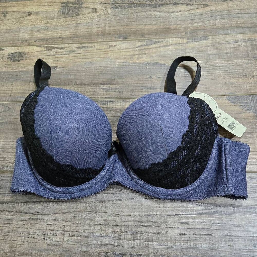 PARFAIT 34DD nwt bra casey 28012 dark blue denim wired padded plunge t-shirt bra